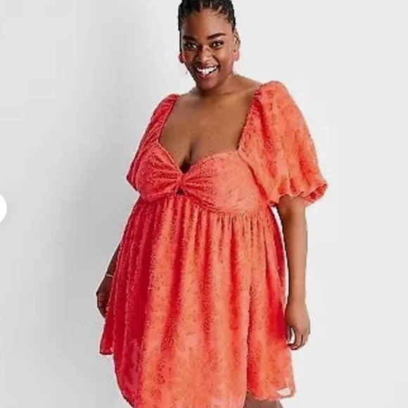 Future Collective red lace babydoll dress with tie back detail. Size: XXL - Picture 1 of 8